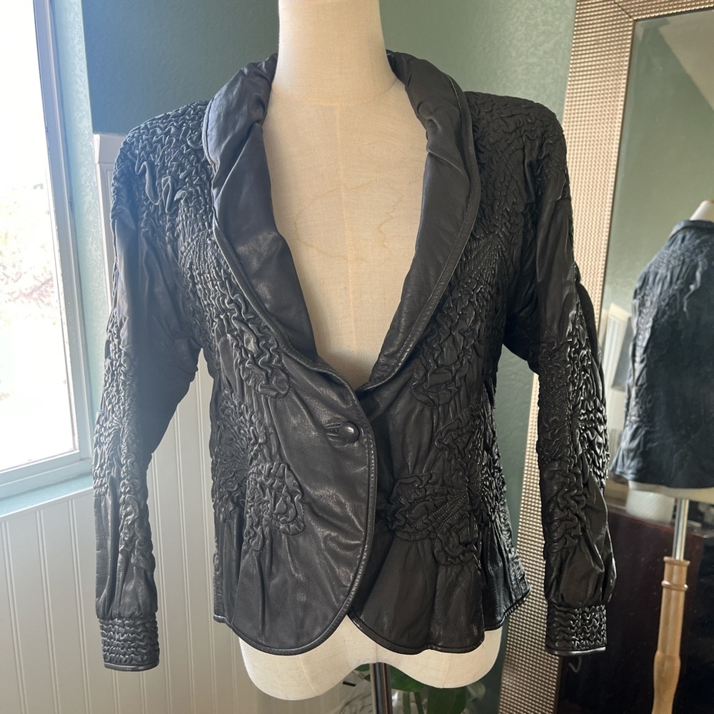 Vintage Black Parienne Leather Jacket Made in Tokyo size 9
